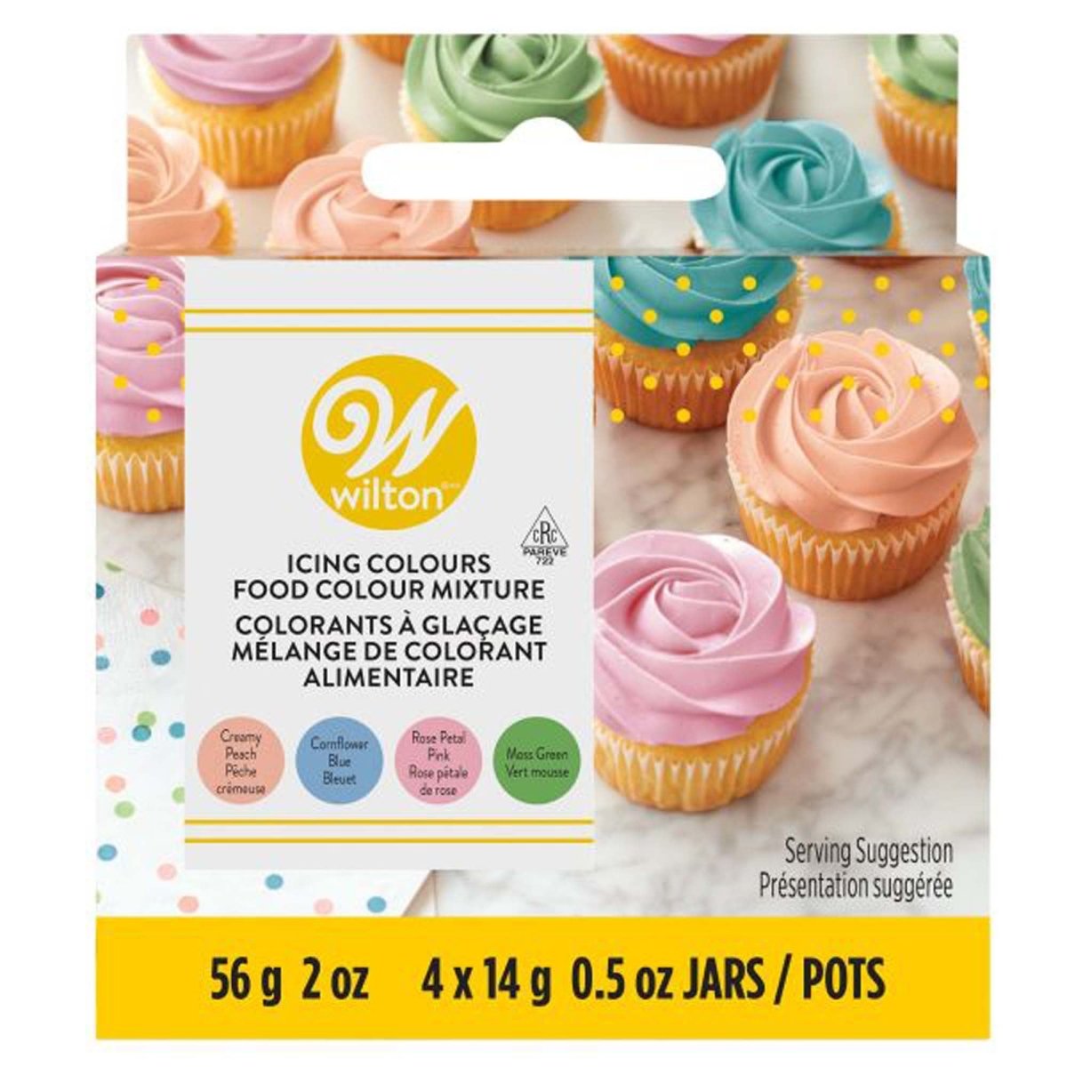 WILTON INDUSTRIES Cake Supplies Pastel Icing Colour Set, 1.97 Oz, 4 Count 020591913763