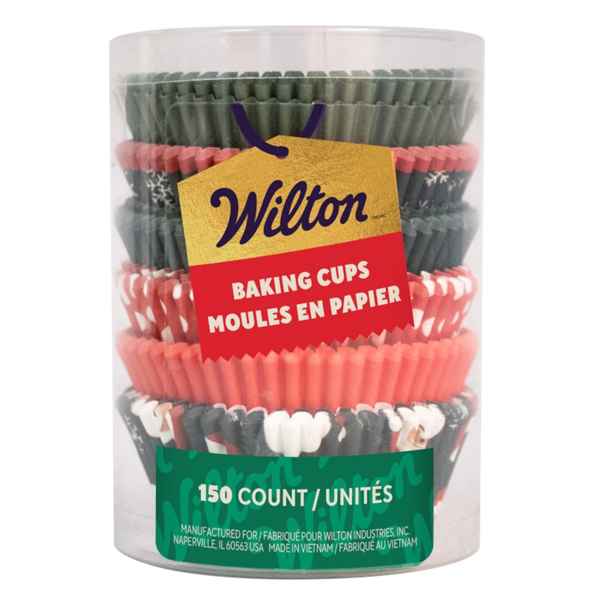 WILTON INDUSTRIES Christmas Christmas Cupcake Paper Baking Cups, Red and Black, 150 Count 070896175229
