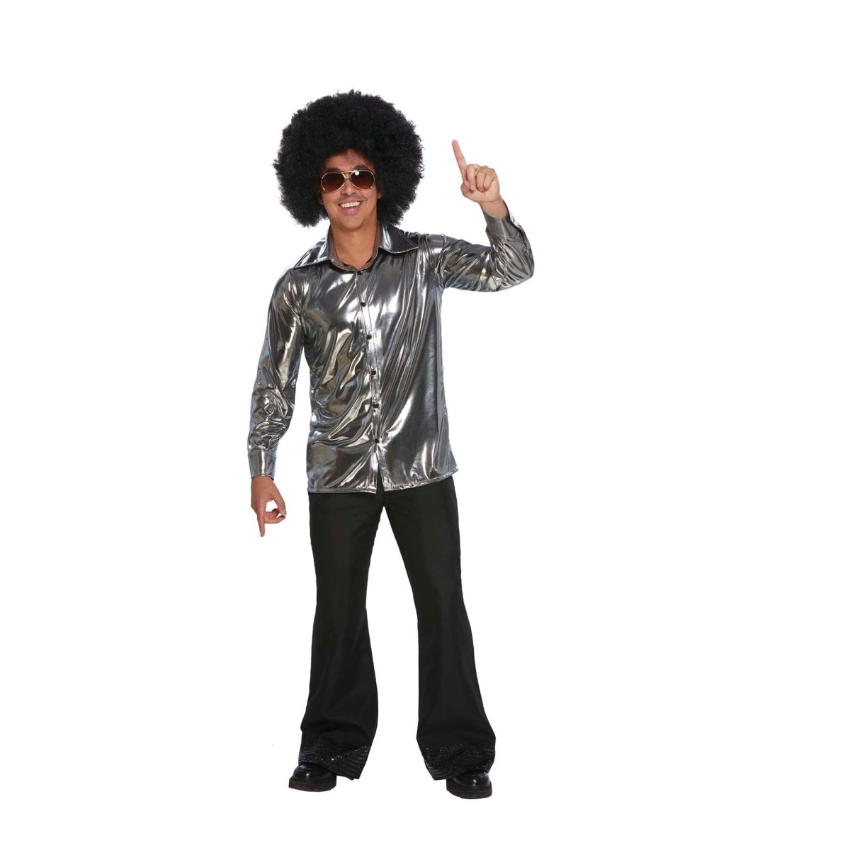 YIWU BAIGE CRAFT CO .L TD Costume Accessories 70s Disco Silver Shirt for Plus Size Adults 810120714233