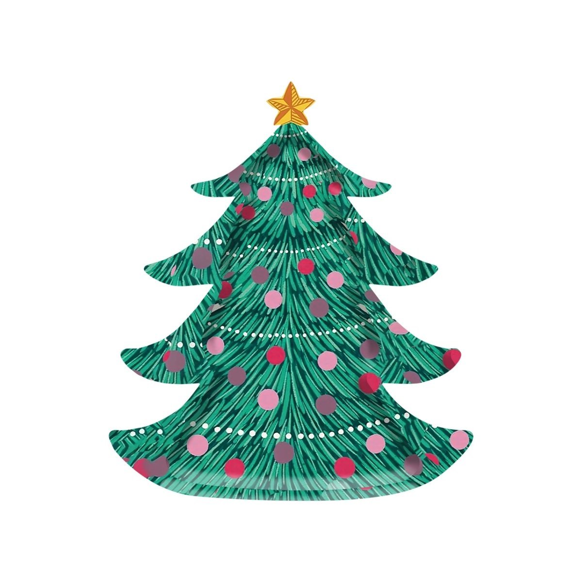 YIWU DAMAI Christmas Nutcracker Small Tree Shaped Dessert Paper Plates, 9 Inches, 8 Count 840482501080