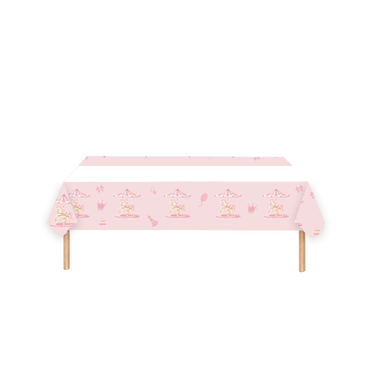 YIWU DAMAI Kids Birthday Dream Carousel Birthday Rectangular Paper Table Cover, 47 x 70 Inches, 1 Count 840482500090