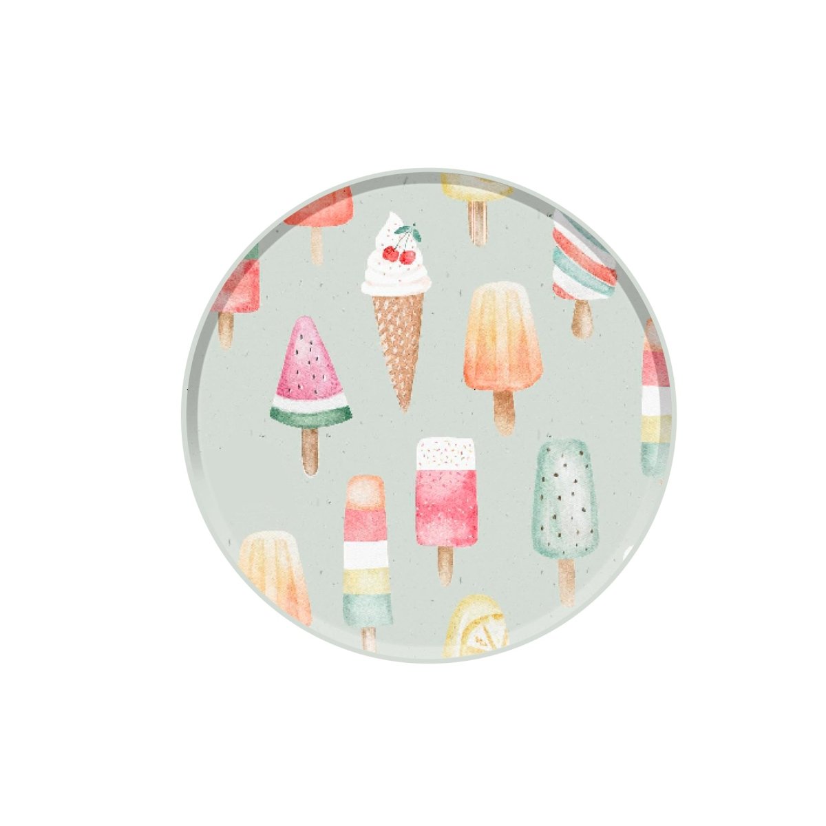 YIWU DAMAI Kids Birthday Frosty Delight Birthday Small Round Dessert Paper Plates, 7 Inches, 8 Count 840482500144