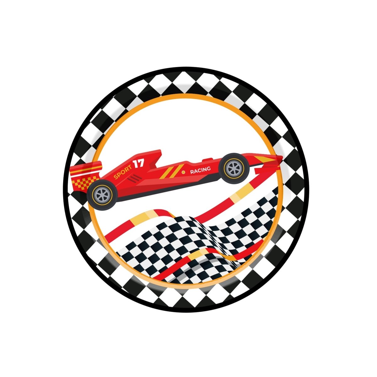 YIWU DAMAI Kids Birthday Race Champion Birthday Large Round Lunch Paper Plates, 9 Inches, 8 Count 810120719412