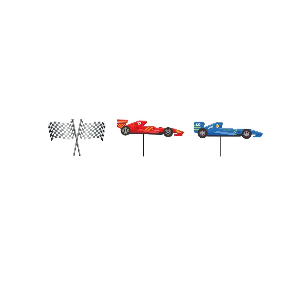 YIWU DAMAI Kids Birthday Race Champion Cupcake Toppers, 12 Count 810120719474