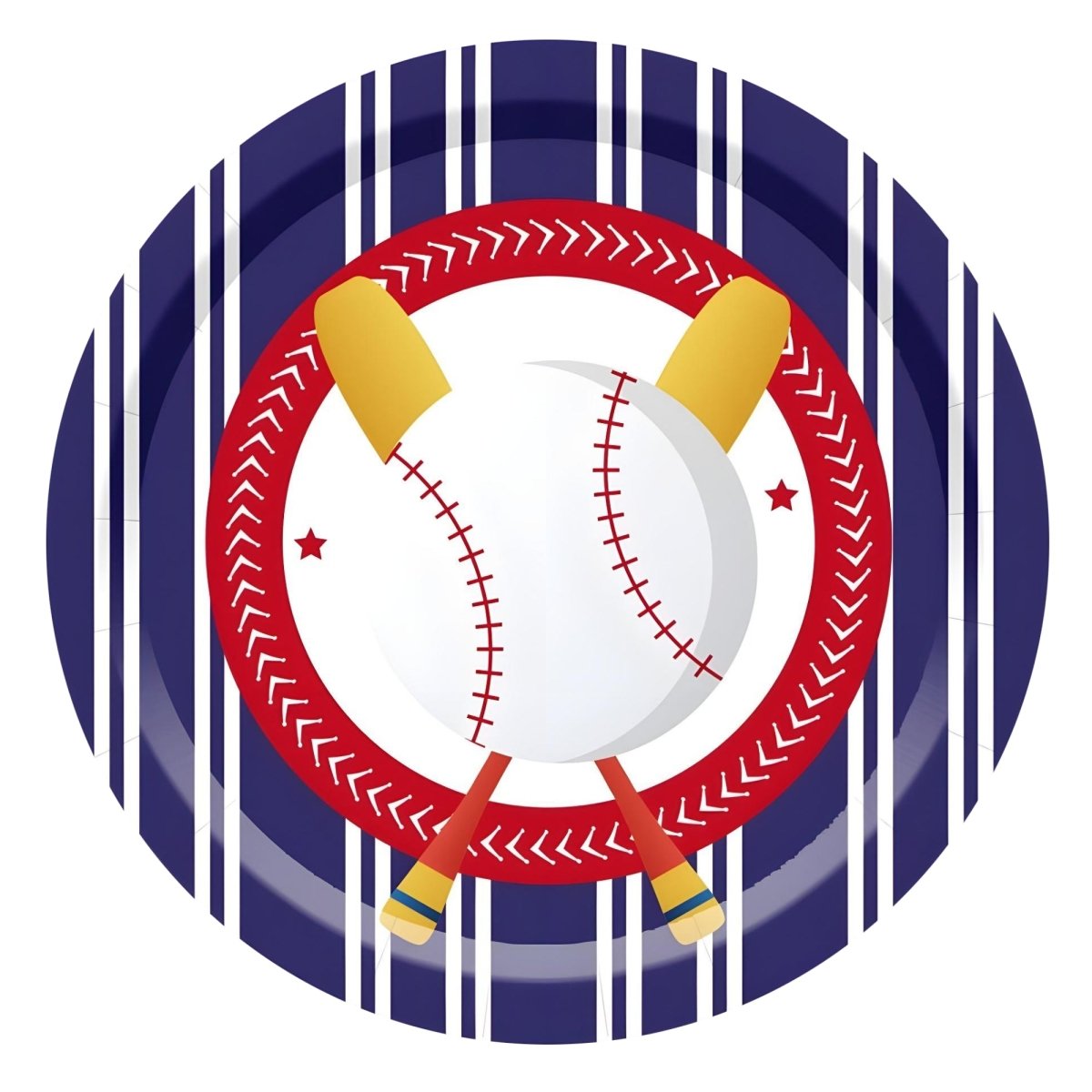 YIWU DAMAI Theme Party Baseball Large Round Lunch Paper Plates, 9 Inches, 8 Count 840482500724