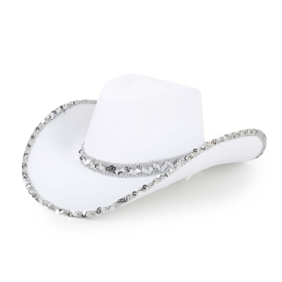 YIWU EVERGROWING CAP LIMITED Costume Accessories Glam Cowgirl Hat for Adults, White and Silver 810120716671