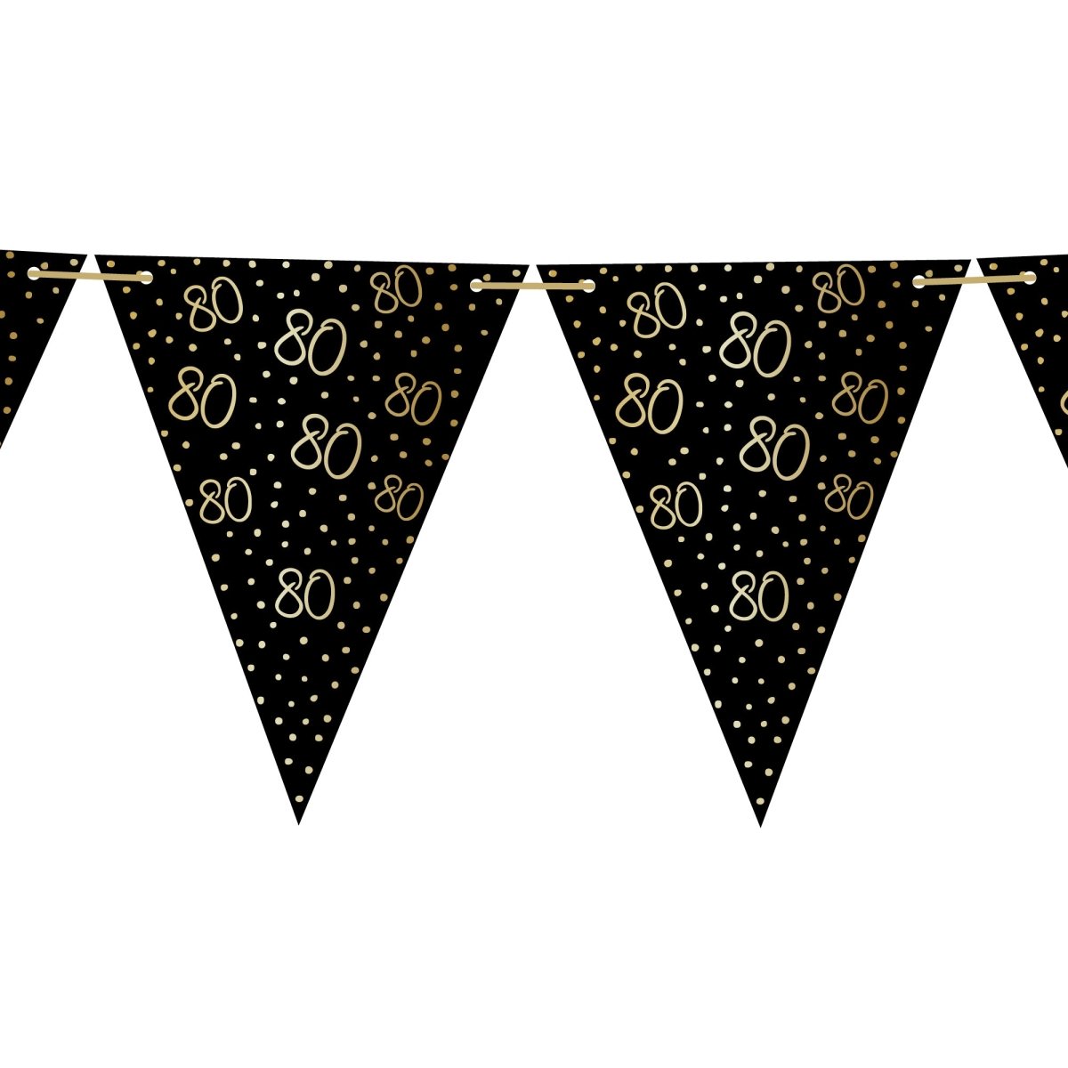 YIWU JINBO IMPORT AND EXPORT CO., LTD Age Specific Birthday Golden Celebration 80th Birthday Pennant Banner, 157 Inches, 1 Count 840482508263