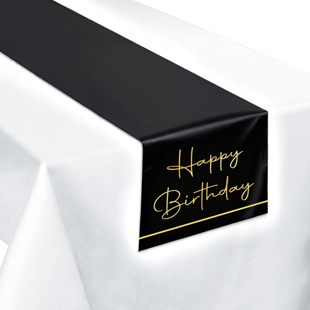 YIWU JINBO IMPORT AND EXPORT CO., LTD Age Specific Birthday Golden Celebration Happy Birthday Table Runner, 78.5 Inches, 1 Count 84048250900