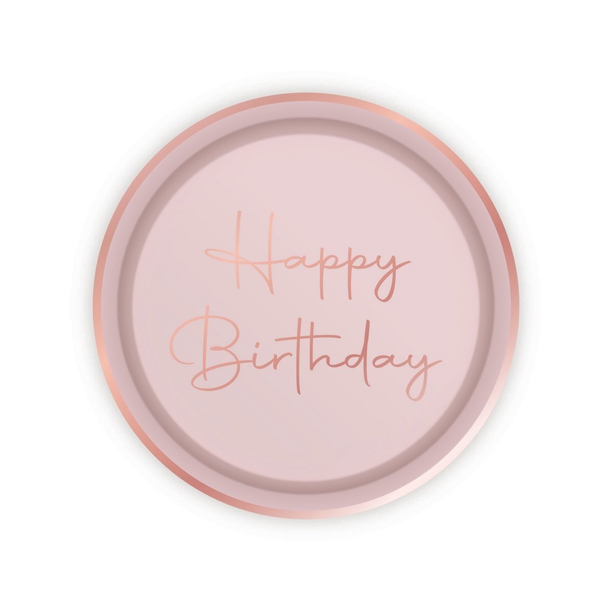 YIWU JINBO IMPORT AND EXPORT CO., LTD Age Specific Birthday Rosé Celebration Happy Birthday Large Round Lunch Paper Plates, 9 Inches, 8 Count 840482508140