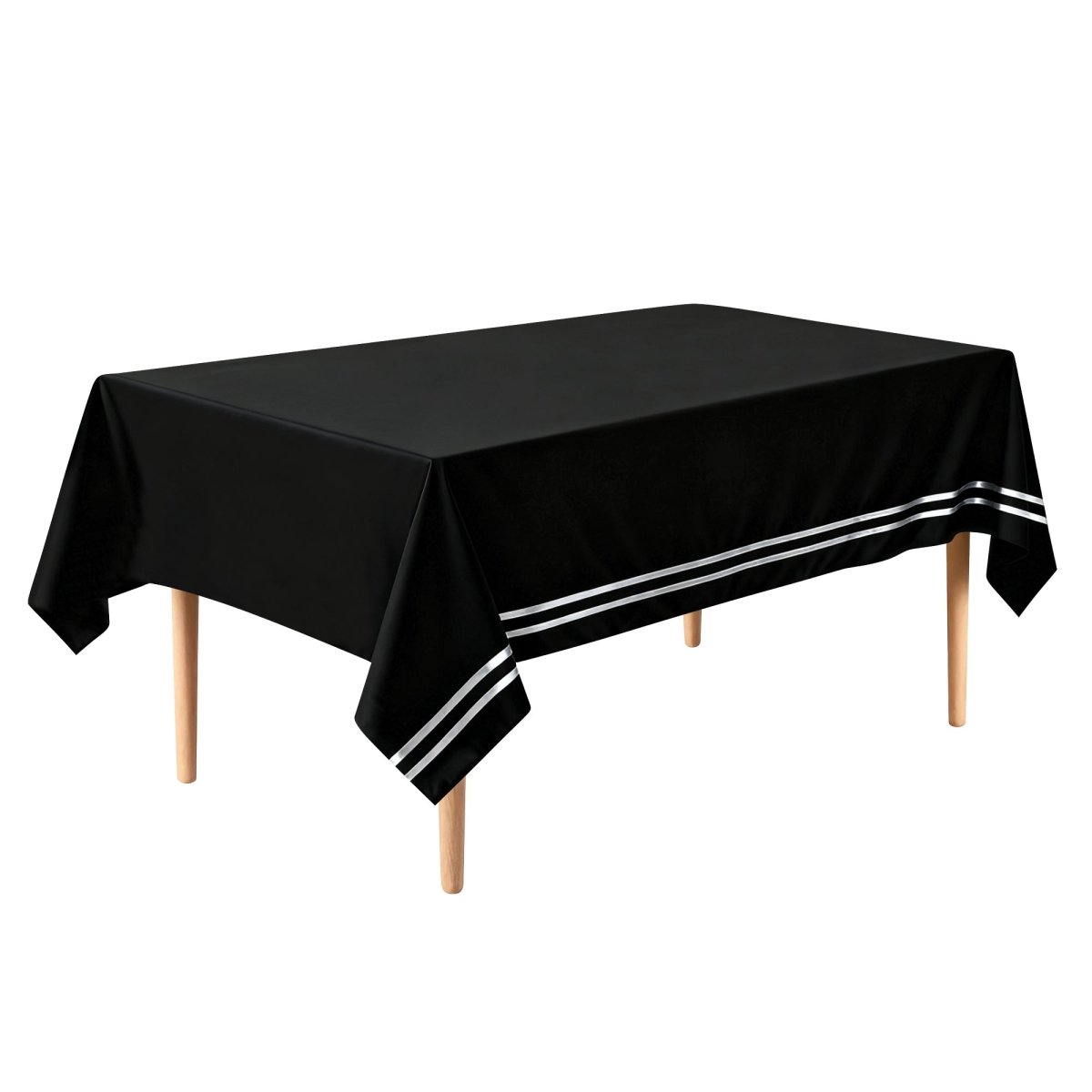 YIWU JINBO IMPORT AND EXPORT CO., LTD General Birthday Silver Celebration Birthday Rectangular Table Cover, 54 x 108 Inches, 1 Count 840482509086