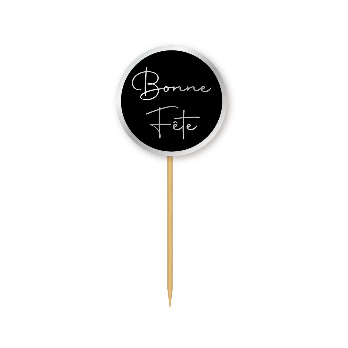 YIWU JINBO IMPORT AND EXPORT CO., LTD General Birthday Silver Celebration Bonne Fête Cupcake Toppers, 12 Count 840482508997
