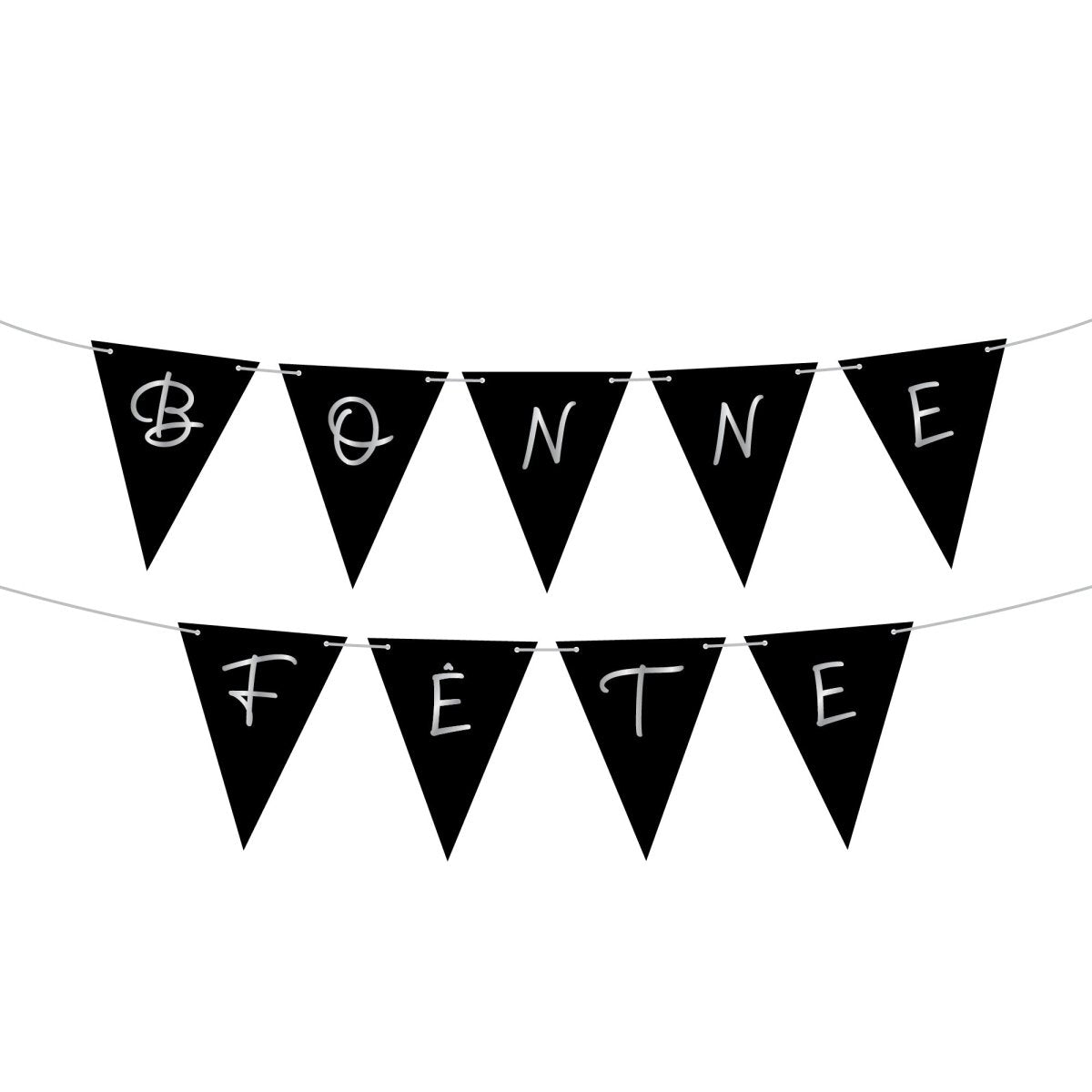 YIWU JINBO IMPORT AND EXPORT CO., LTD General Birthday Silver Celebration Bonne Fête Pennant Banner, 157 Inches, 1 Count 840482508423