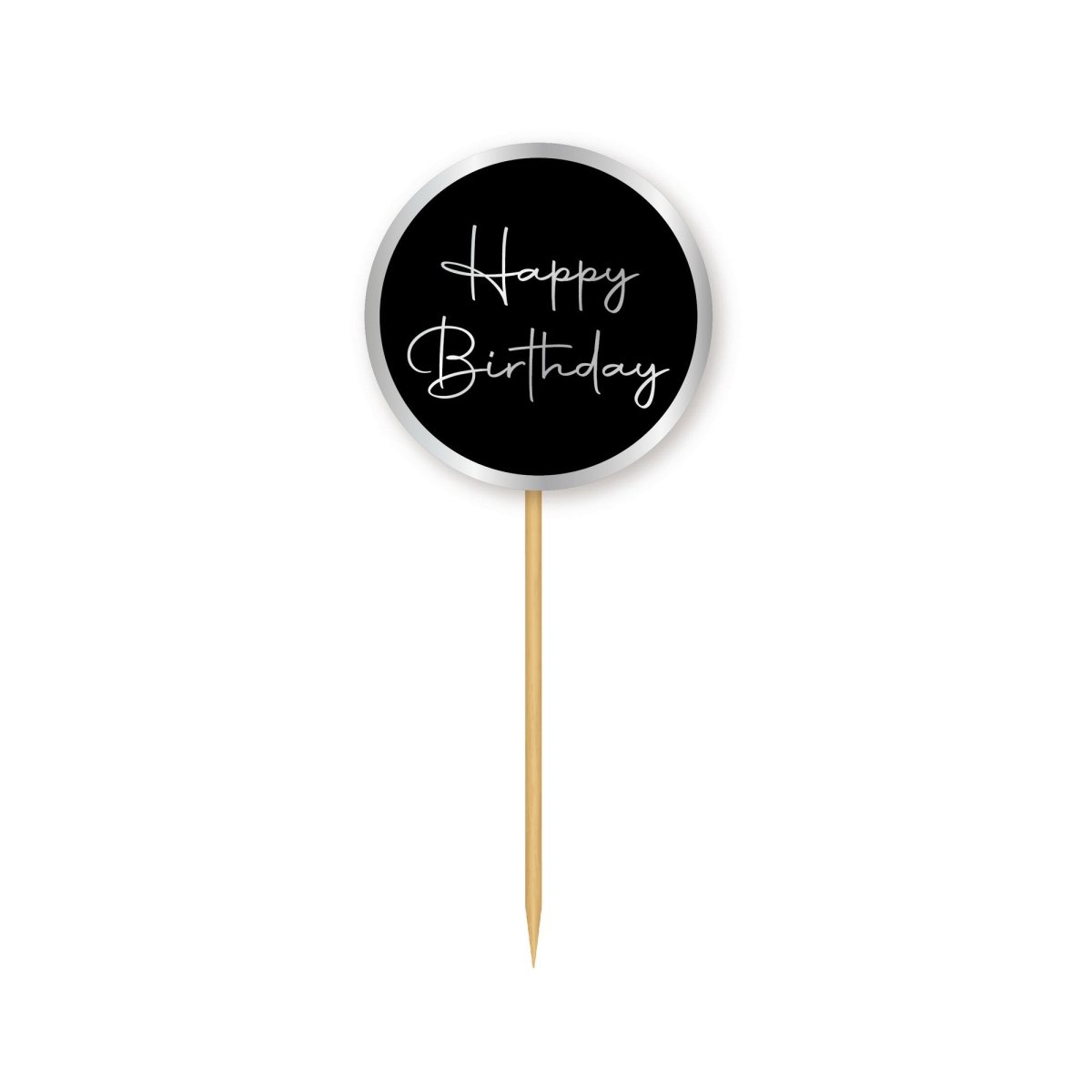 YIWU JINBO IMPORT AND EXPORT CO., LTD General Birthday Silver Celebration Happy Birthday Cupcake Toppers, 12 Count 840482508980