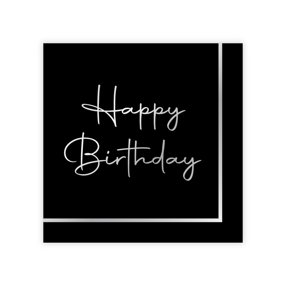 YIWU JINBO IMPORT AND EXPORT CO., LTD General Birthday Silver Celebration Happy Birthday Small Dessert Napkins, 16 Count 840482508928