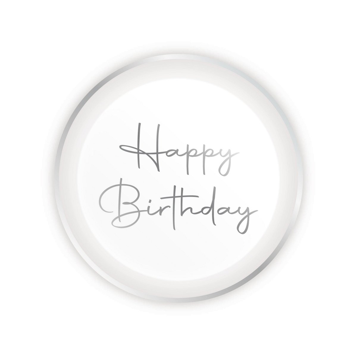 YIWU JINBO IMPORT AND EXPORT CO., LTD General Birthday Silver Celebration Happy Birthday Small Round Dessert Paper Plates, 7 Inches, 8 Count 840482508188