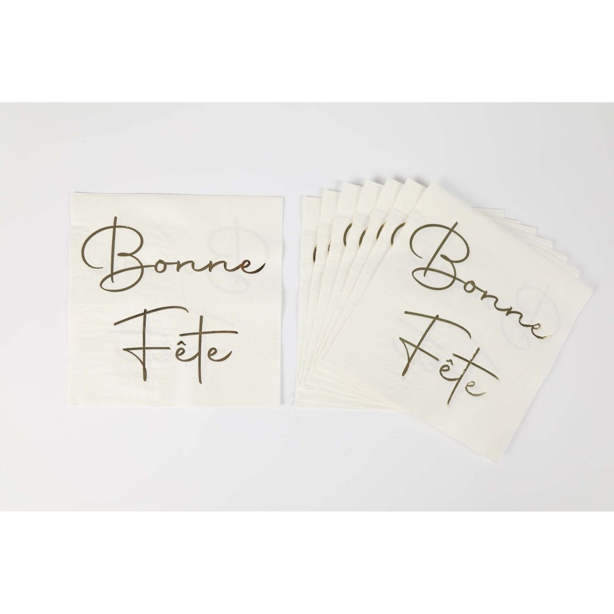 YIWU JINBO IMPORT AND EXPORT CO., LTD General Birthday White "Bonne Fête" Large Lunch Napkins, 16 Count 810120717654