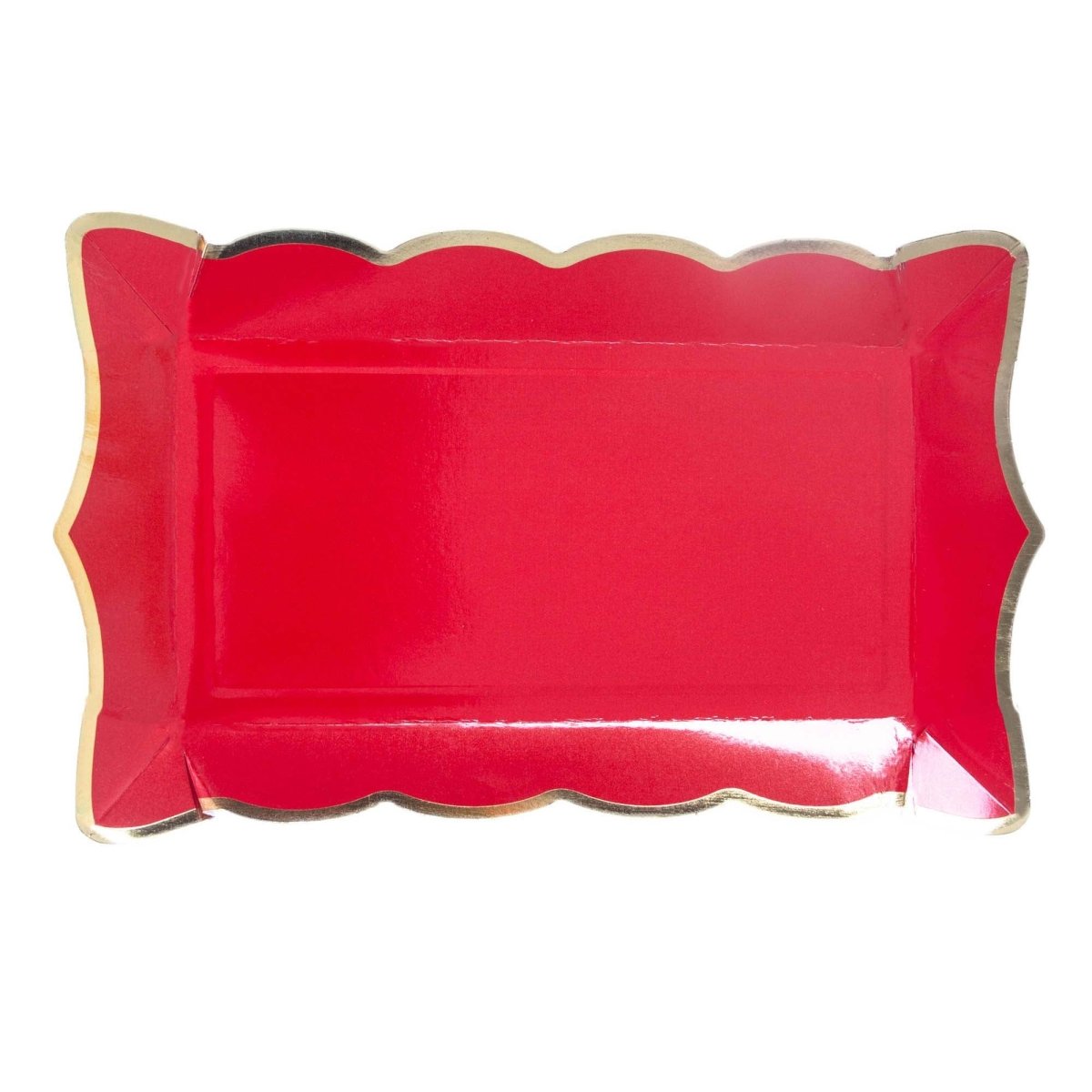 YIWU SANDY PAPER PRODUCTS CO., LTD Everyday Entertaining Apple Red Rectangular Trays, 9 Inches, 4 Count 810120713861