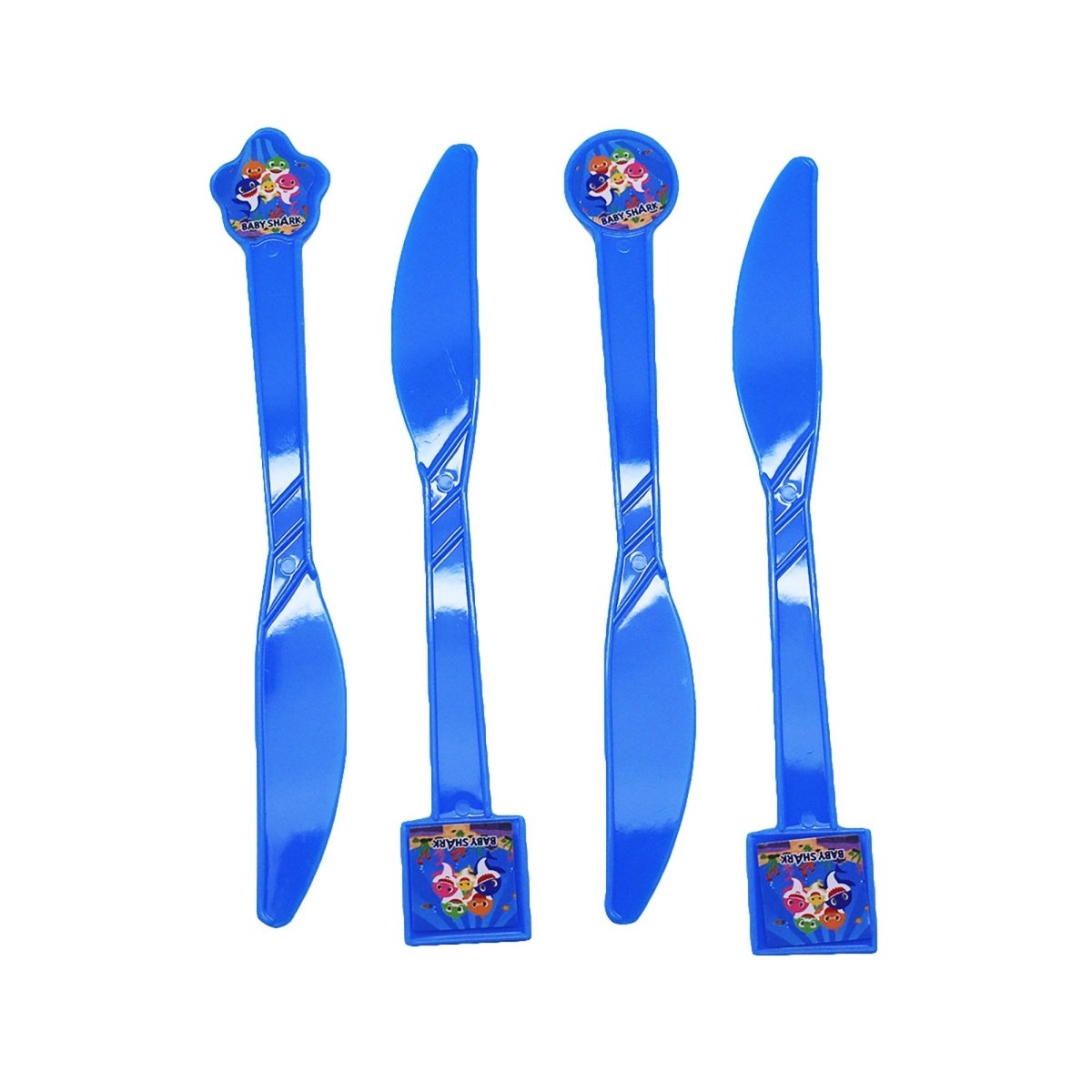 YIWU CREATIVE BALLOON CO,. LTD Kids Birthday Baby Shark Birthday Blue Plastic Knives, 10 Count