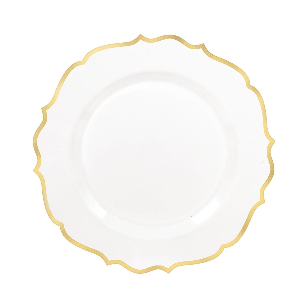 AMSCAN CA Disposable-Plasticware Premium Ornate Plastic Plate with Gold Trim, 10.5 Inches, 20 Count 192937313886