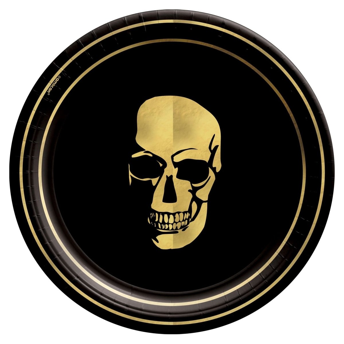 AMSCAN CA Halloween Glam Boneyard Small Round Dessert Paper Plates, 7 Inches, 8 Count 192937342404