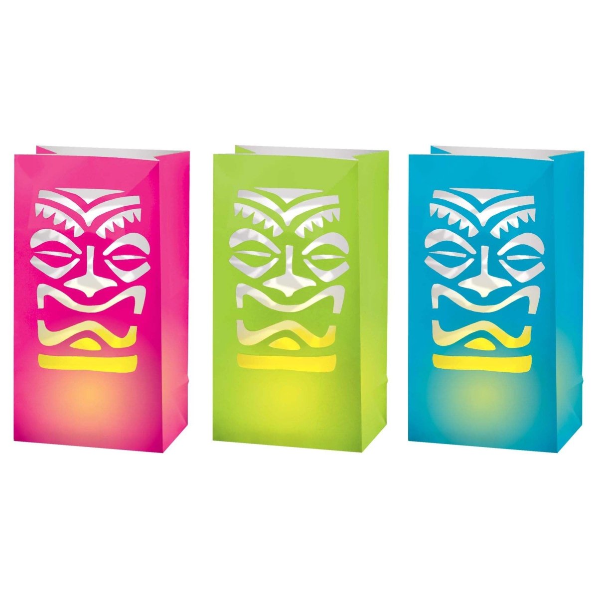 AMSCAN CA Theme Party Vintage Tiki LED Luminaries, 11 x 6 Inches, 6 Count