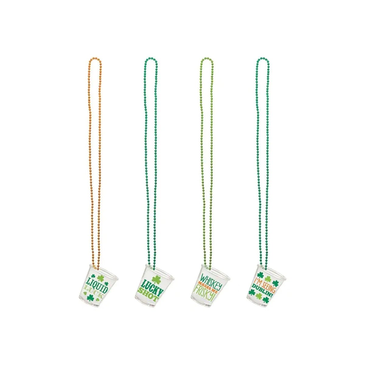 AMSCAN CA Valentine's Day St-Patrick's Day Shot Glass Necklace, 4 Count