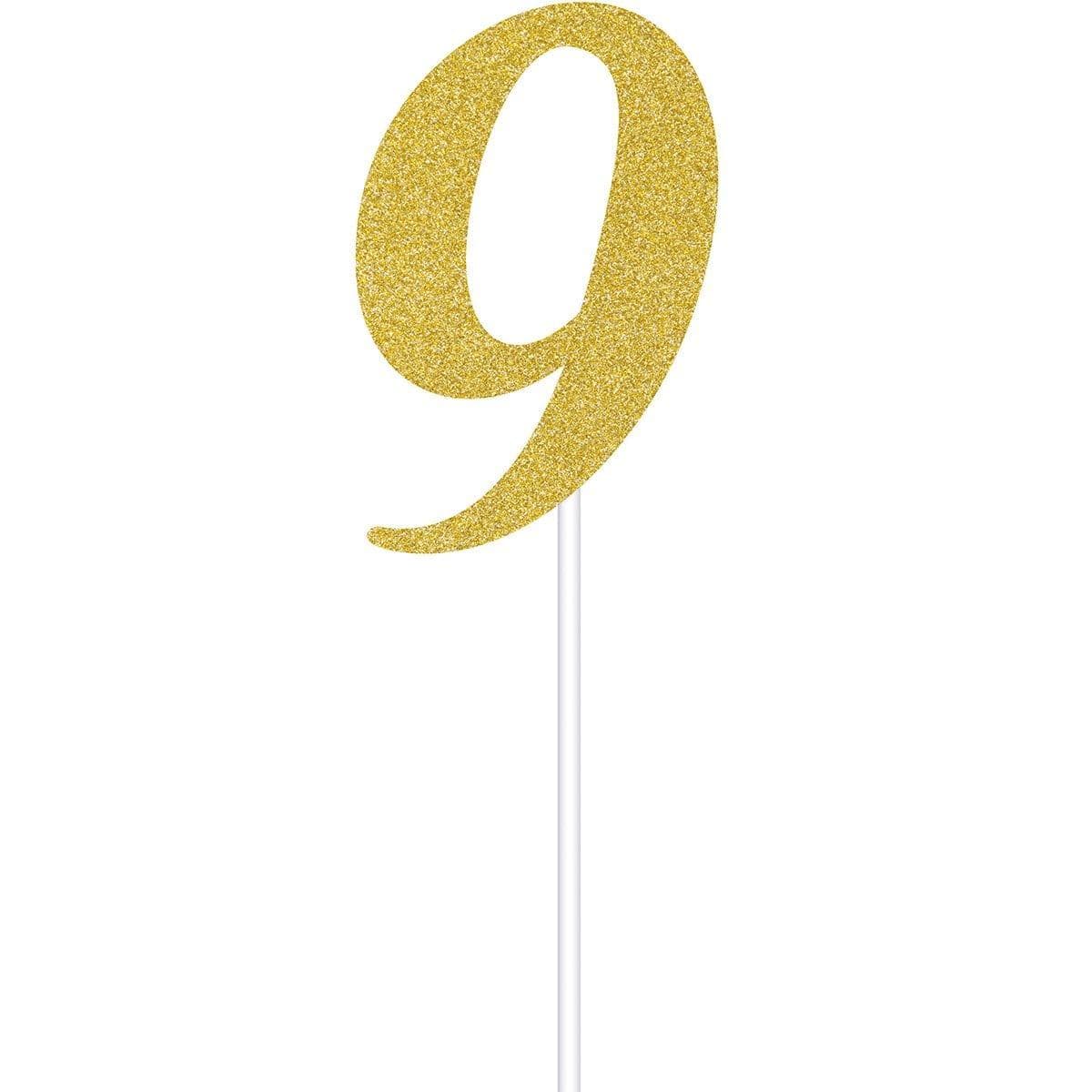 Buy Cake Supplies Cake Topper 9 Glitter 6 In. - Gold sold at Party Expert