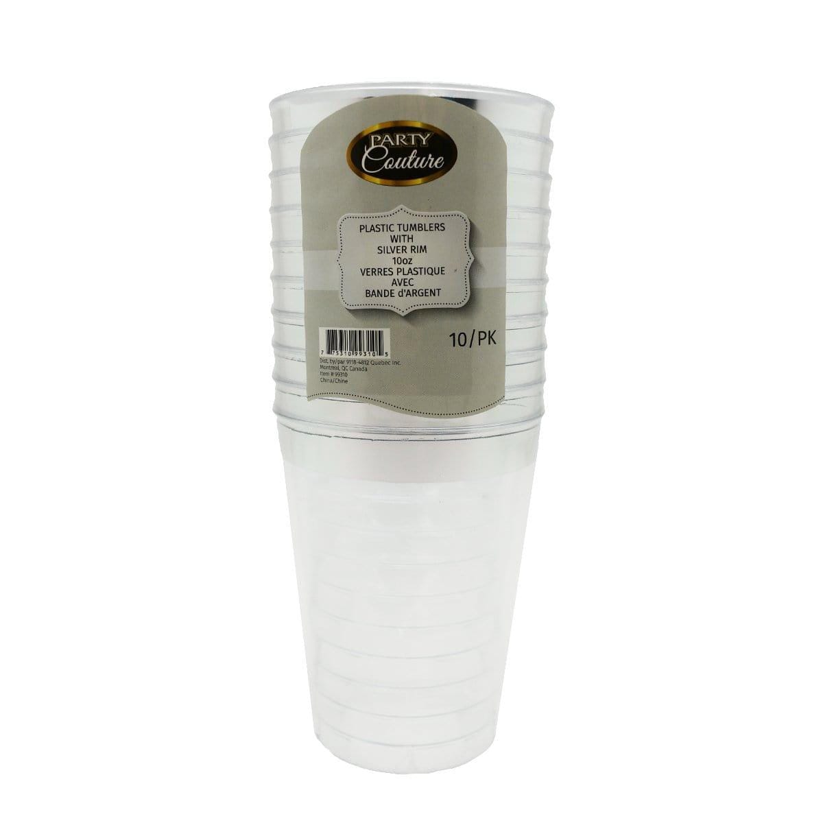 Buy Plasticware Clear Tumblers 10 Oz. 10/pkg - Silver Rim sold at Party Expert