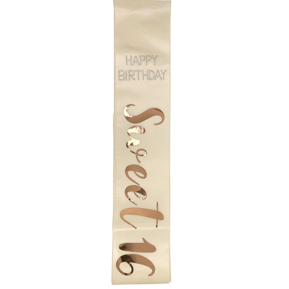 Buy Age Specific Birthday 16th Birthday Sash Rose Gold sold at Party Expert