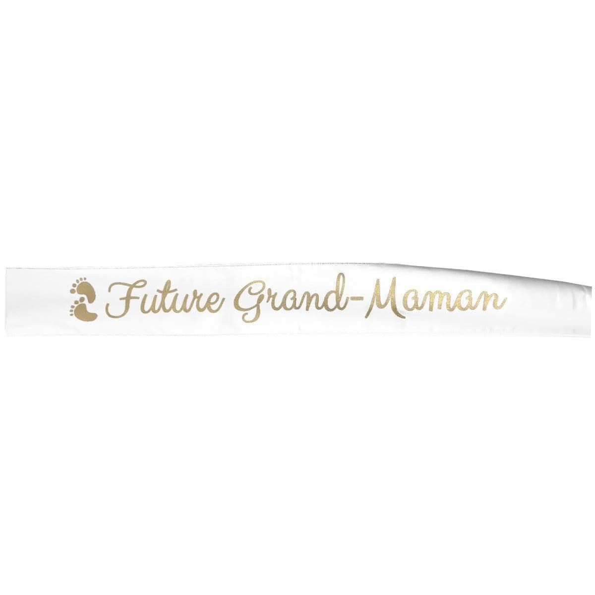 Buy Baby Shower Future Grand-Maman white baby shower sash sold at Party Expert