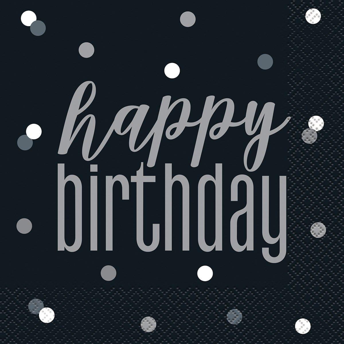 Buy Age Specific Birthday Happy Birthday Black/Silver - Lunch Napkins 16/pkg sold at Party Expert