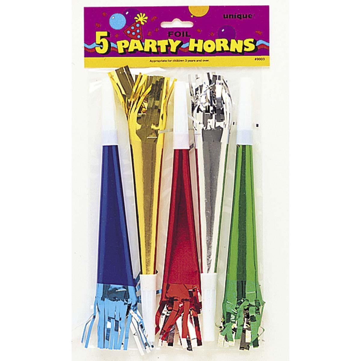Buy Novelties Foil Horns 5/pkg sold at Party Expert